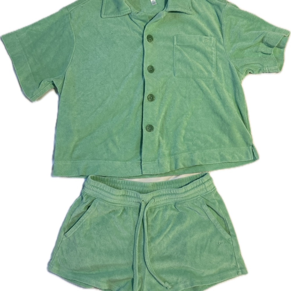 Island Terry Boxy Button Up Lounge Set – Top(XS) & Shorts(S)
